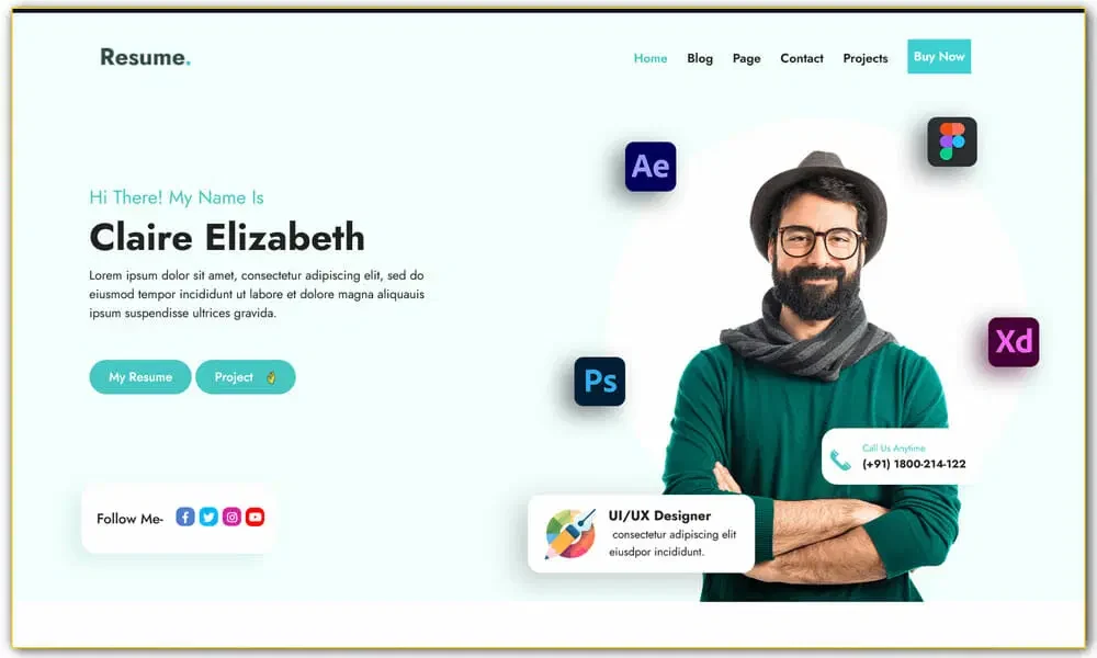A clear and clean WordPress Resume Website of a freelancer